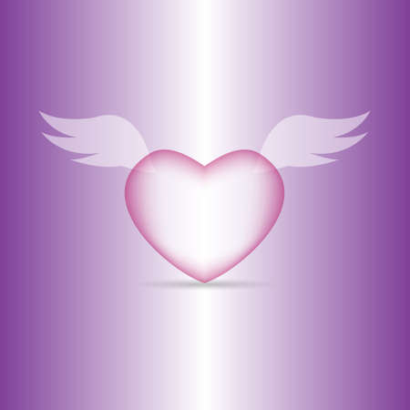 pink transparent heart with wingsのイラスト素材