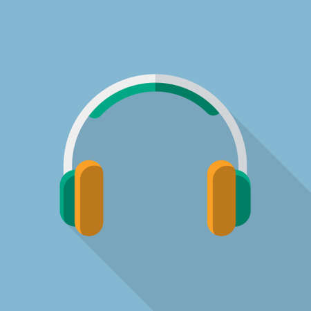 Headphones Icon Flat Long Shadowのイラスト素材