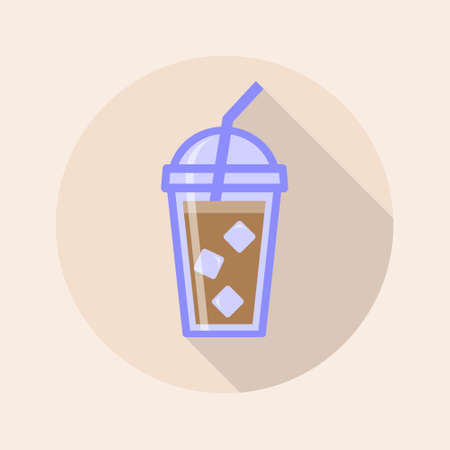 Ice Coffee Cup Icon Flat Long Shadowのイラスト素材