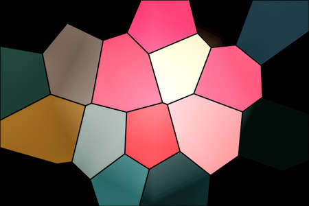 Abstract colorful hexagon on black background. 3d rendering, 3d illustration.