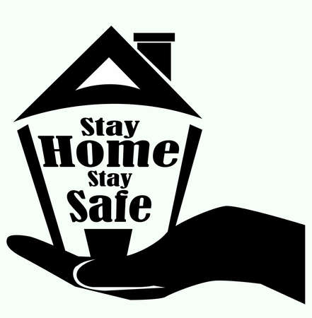 Stay home, stay safe - Lettering typography poster with text for self quarantine times. Corona virus (covid 19) campaign to stay at home. lifestyle activity that you can do at home to stay healthy.のイラスト素材