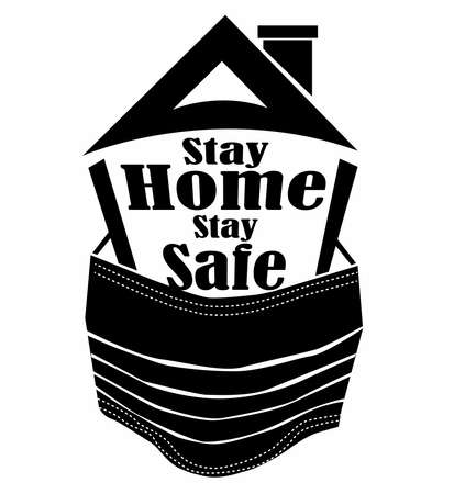 Stay home, stay safe - Lettering typography poster with text for self quarantine times. Corona virus (covid 19) campaign to stay at home. lifestyle activity that you can do at home to stay healthy.のイラスト素材