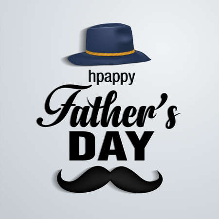 Happy Fathers day Lettering Background with mustache and round hat Vector Illustrationのイラスト素材