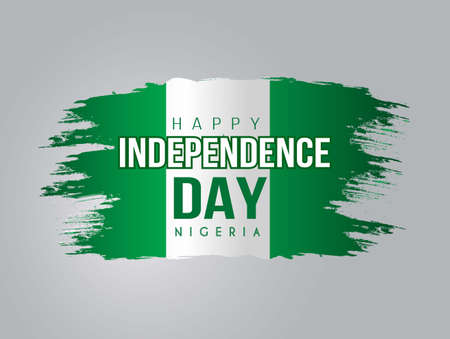 1st October Nigeria Independence Day template with brushed flag. vector illustrationのイラスト素材
