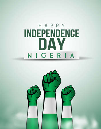 1st October Nigeria Independence Day. hand holding power, strength. vector illustrationのイラスト素材