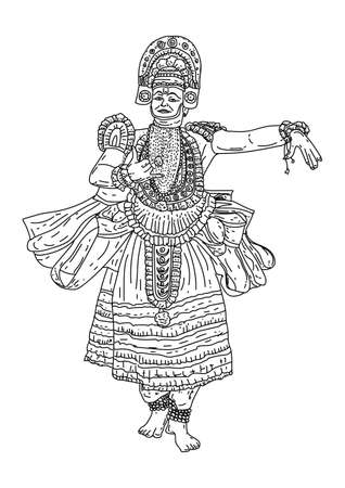 kerala traditional dance ottan thullal. vector illustrationのイラスト素材