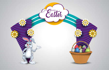 happy easter entrance arch design. vector illustrationのイラスト素材