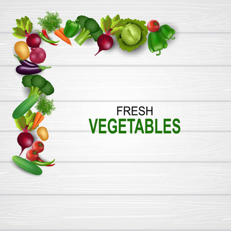 fresh bvegetables isolated white background. vector illustrationのイラスト素材