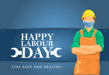 mask with happy labor day lettering. Labor Day On 1 May.