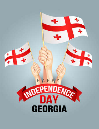 happy independence day Georgia. hands holding with Georgia flag. vector illustration designのイラスト素材