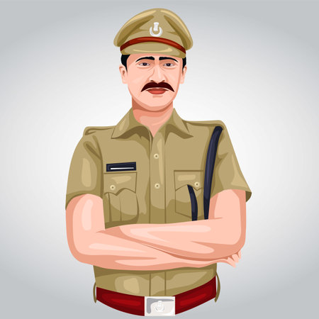 indian police officer front view vector illustration designのイラスト素材