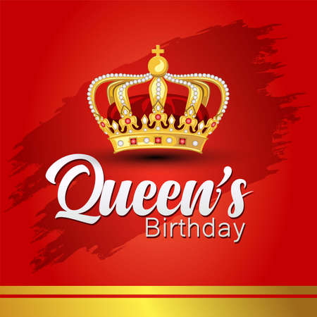 Queen's Birthday with golden crown. veQueen's Birthday with golden crown. vector illustration design.ctor illustration design.のイラスト素材