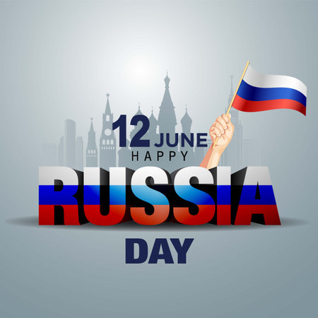 happy independence day Russia. vector illustration of Russian flag and 3d letter. poster, banner , template designのイラスト素材