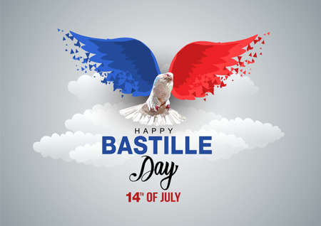 Creative vector Illustration,Card,Banner Or Poster For The French National Day.Happy Bastille Dayのイラスト素材