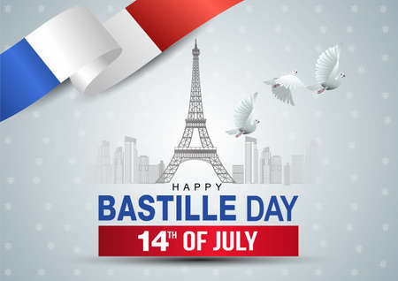 Happy Bastille Day, the French National Day poster and concept designのイラスト素材