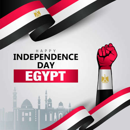 happy independence day Egypt greetings. vector illustration designのイラスト素材