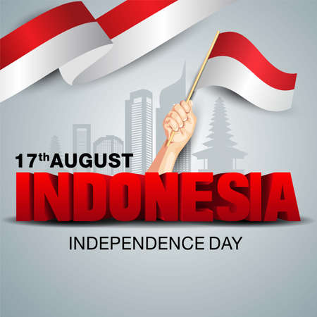 happy independence day Indonesia. vector illustration of Indonesian flag and 3d letter. poster,...