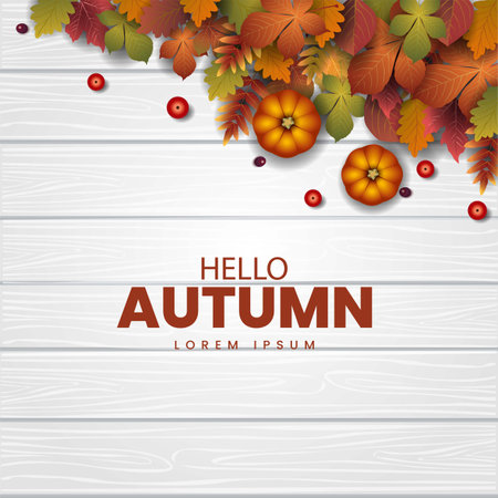 hello autumn background. vector illustration designのイラスト素材