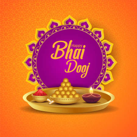 Indian festival happy bhai dooj concept. Rakhi celebration in india vector illustration dsignのイラスト素材