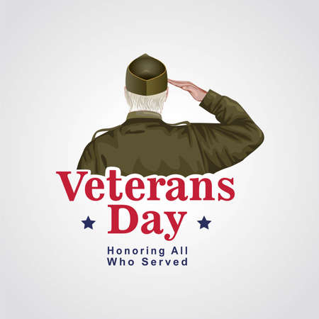 happy veterans day USA. American old soldier back view. vector illustration designのイラスト素材