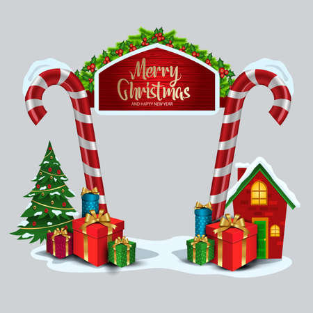 marry Christmas entrance arch. vector illustration designのイラスト素材