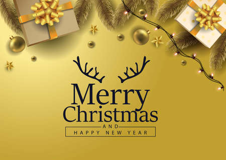 merry Christmas green background greetings. vector illustration designのイラスト素材