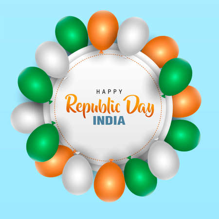 happy republic day India with balloon decoration. vector illustration designのイラスト素材