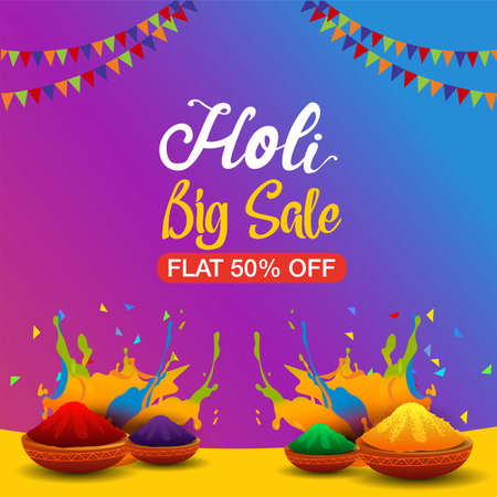 happy holi festival big sale poster. vector illustration designのイラスト素材