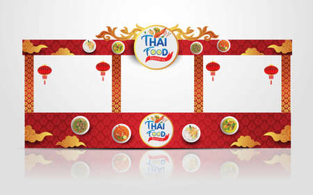 Thailand food festival counter. vector illustration designのイラスト素材
