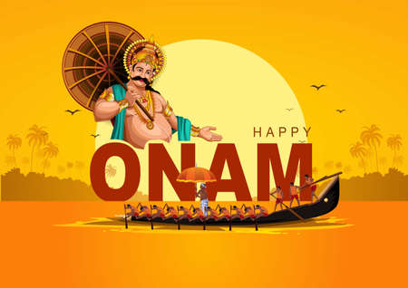 mahabali or maveli, Kerala old king. he is coming for every year. happy onam celebration. vector...