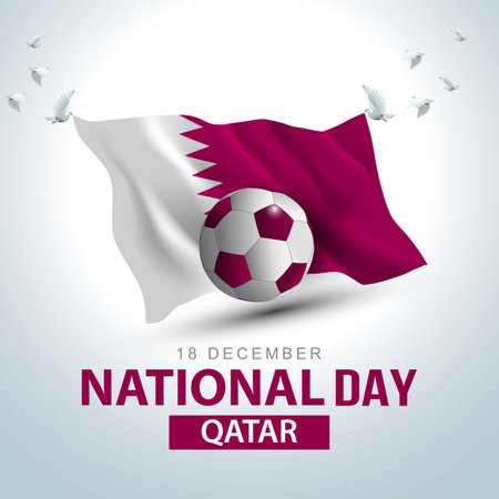 happy national day Qatar. vector illustration design football concept.のイラスト素材