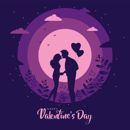 happy Valentine's Day Poster or banner with cartoon couples. vector illustration designのイラスト素材