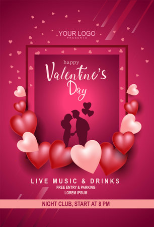 happy valentines day greeting card. vector illustration designのイラスト素材