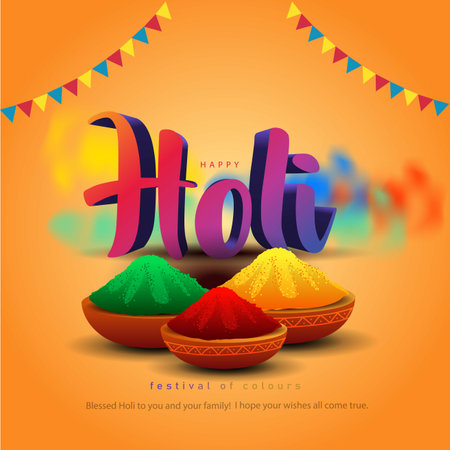 Beautiful poster for Indian festival Happy Holi with3d letter background. vector illustration designのイラスト素材