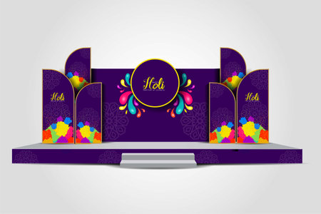 Event Stage design for inian festival holi, corporate projects presentations, shareholders event or meeting. abstract vector illustration design.のイラスト素材