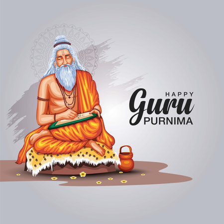 Happy guru Purnima With writing Vector Illustration designのイラスト素材
