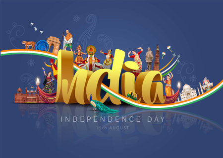 happy independence day India greetings. vector illustration design.