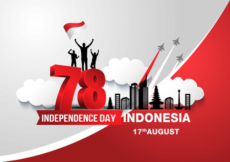happy Independence day Indonesia greetings. abstract vector illustration design.のイラスト素材