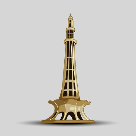 Minar-e-Pakistan. Famous Landmark of Pakistan located in the city of Lahore, Pakistan. abstract Vector illustrationのイラスト素材