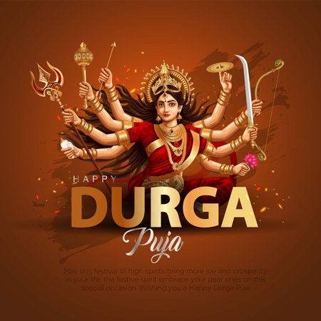 Indian God Happy Durga Puja Subh Navratri background. editable vector illustration designのイラスト素材