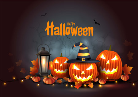 happy Halloween poster, flyer, banner creative design. abstract vector illustration designのイラスト素材