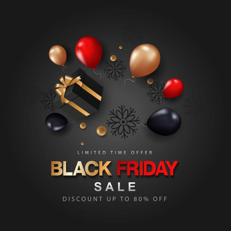 Black Friday limited sale offer. Dark background. banner, poster, header website. vector illustrationのイラスト素材