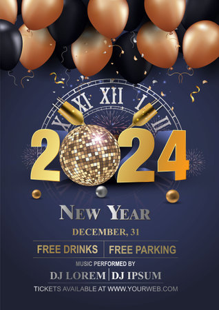 2024 Happy New Year Background for your Flyers and Greetings Card or new year themed party invitation. abstract vector illustration designのイラスト素材