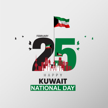 Kuwait national day 25th February with flags. abstract vector illustration designのイラスト素材