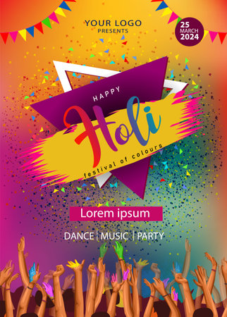 Beautiful poster for Indian festival Happy Holi with colorful background.のイラスト素材