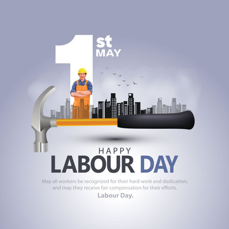 happy Labour day or international workers day vector illustration. labor day and may day celebration design.のイラスト素材