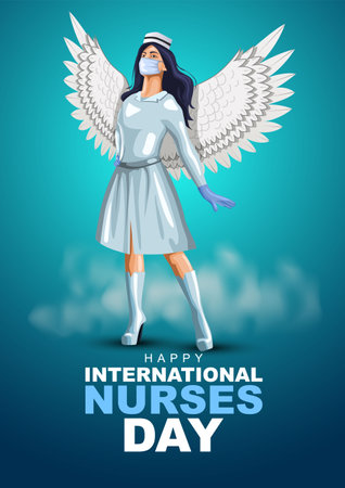 happy international nurse day. super hero nurse staff. abstract vector illustration poster designのイラスト素材