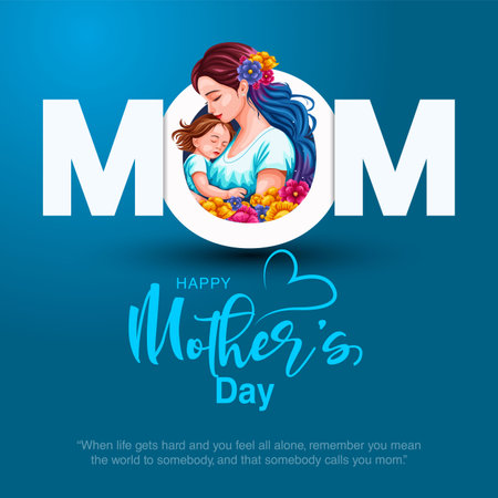 Happy mother's day greeting. Loving Mother holding son. Family holiday and togetherness. abstract vector illustration design.のイラスト素材