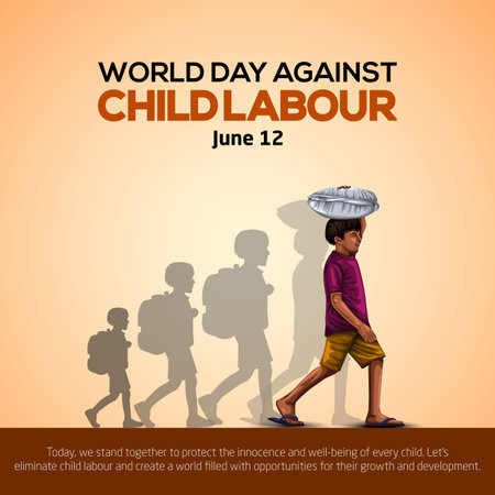 World Day Against Child Labour Concept With Child sack on the head. abstract vector illustration designのイラスト素材