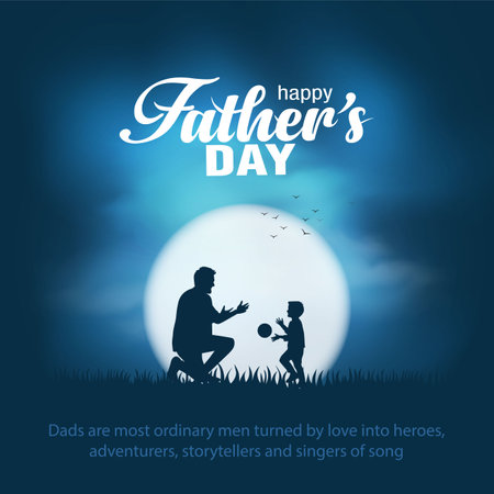 son and father play ball, happy international father's day concept, can be use for card, poster, website, brochure. abstract vector illustration designのイラスト素材